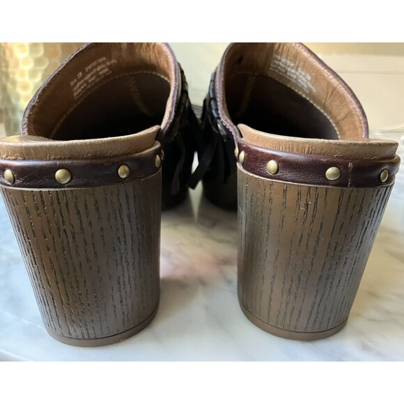 Dansko Brown Leather Mules with Fringe - Picture 5 of 10
